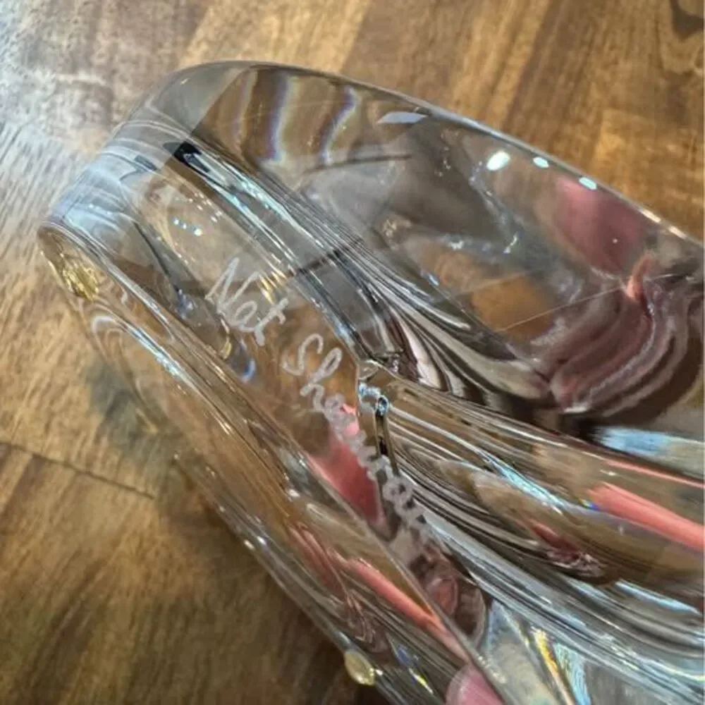 Nat Sherman Crystal Glass Cigar Ashtray – Heavy Etched Oval Ashtray
